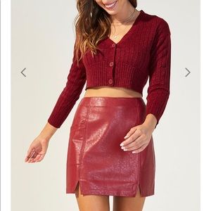 Elise Pu Mini Skirt | burgundy | small